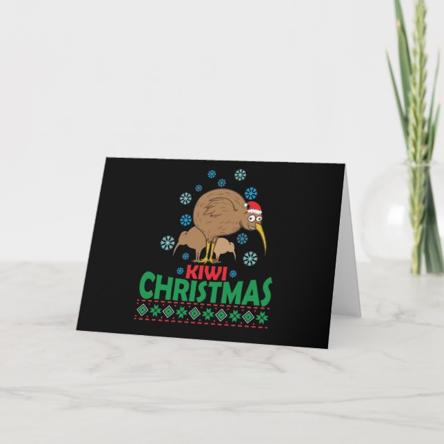 Ugly Christmas mit Kiwi Vogel aus Neuseeland Karte (Vorderseite)