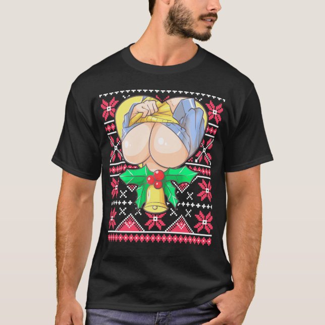 Ugly Christmas Otaku Ahegao Ecchi Etchi Lewd Henta T-Shirt (Vorderseite)