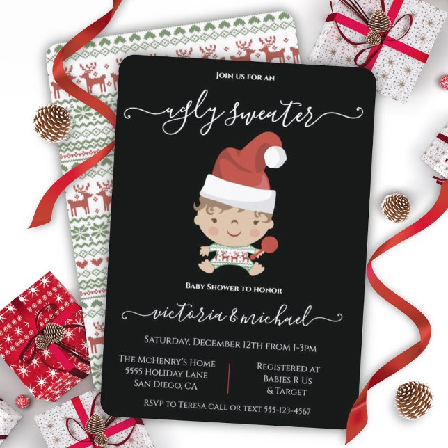 Ugly Christmas Sweater Baby Shower Einladungen (Von Creator hochgeladen)
