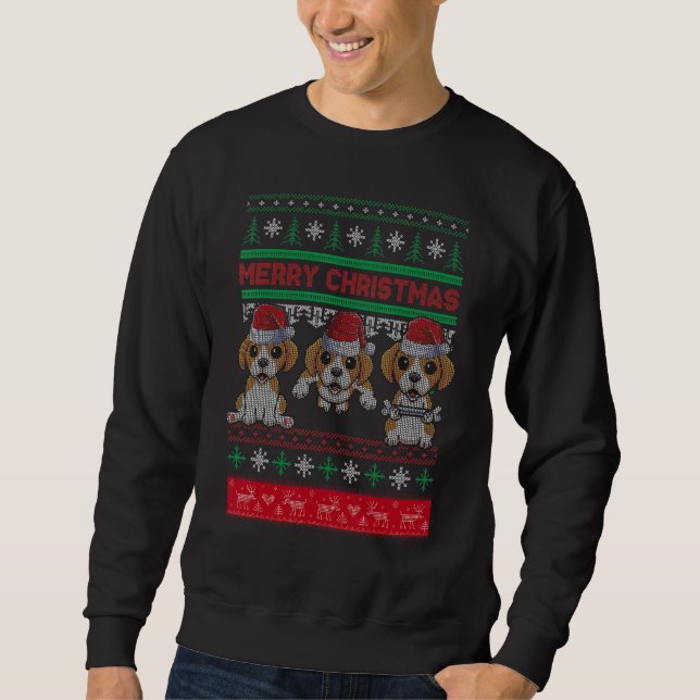 Ugly Christmas Sweater Beagle Cute Beagle Santa Ha Sweatshirt (Vorderseite)