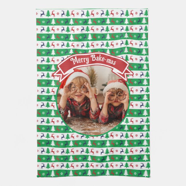 Ugly Christmas Sweater Bright Jumper Photo  Geschirrtuch (Vertikal)