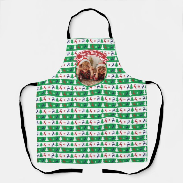 Ugly Christmas Sweater Bright Jumper Photo  Schürze (Vorderseite)