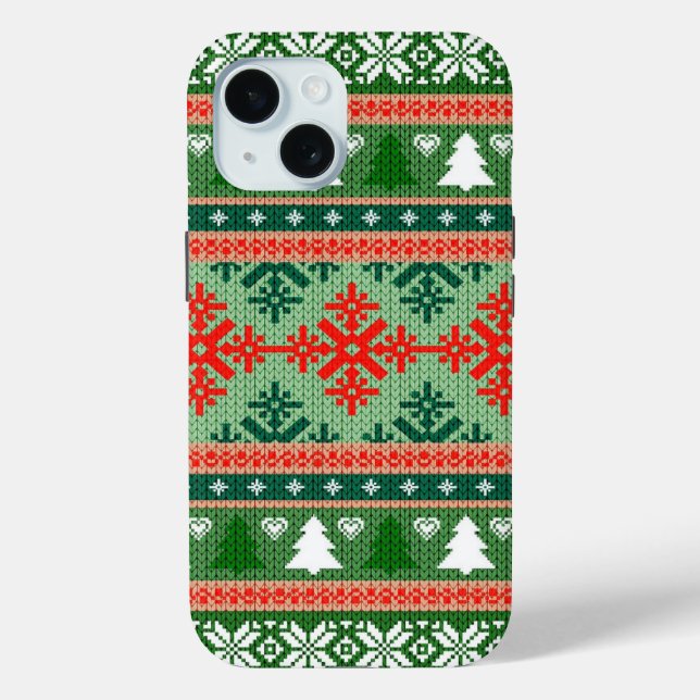 Ugly Christmas Sweater | grün und rot Case-Mate iPhone Hülle (Rückseite)