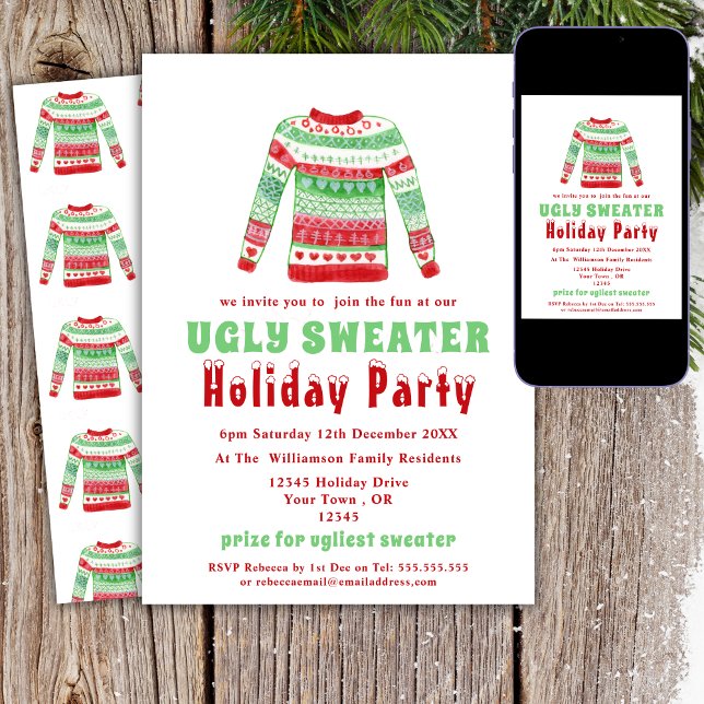 Ugly Christmas Sweater Holiday Party Einladung (Von Creator hochgeladen)