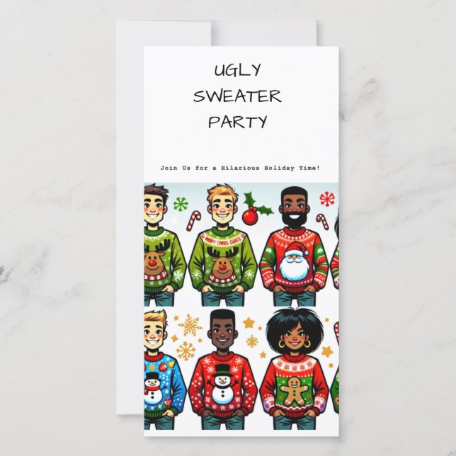 Ugly Christmas Sweater Holiday Party Einladung (Vorderseite)