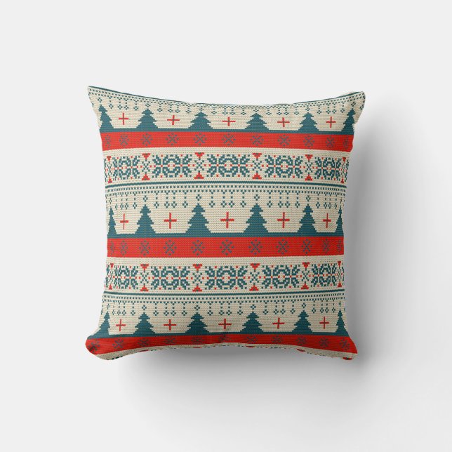 Ugly Christmas Sweater Imitate Strickmuster Kissen (Vorderseite)