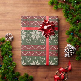 Ugly Christmas Sweater Merry Strick Red Green Geschenkpapier