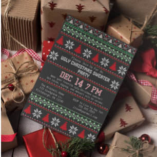 Ugly Christmas Sweater Party gegossen Schneeflocke Einladung