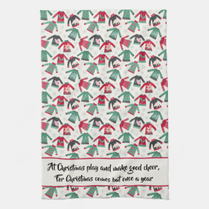 Ugly Christmas Sweater Party liefert Red Quote Geschirrtuch