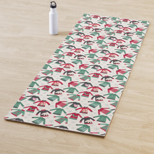 Ugly Christmas Sweater Party versorgt Green Red Yogamatte (Beispiel)
