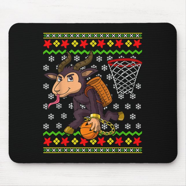 Ugly Christmas Sweater Pattern Kids Krampus Basket Mousepad (Vorne)
