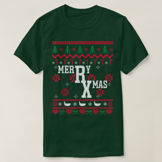 Ugly Christmas Sweater Pharmacy Merry Xmas Pharmac T-Shirt (Design vorne)