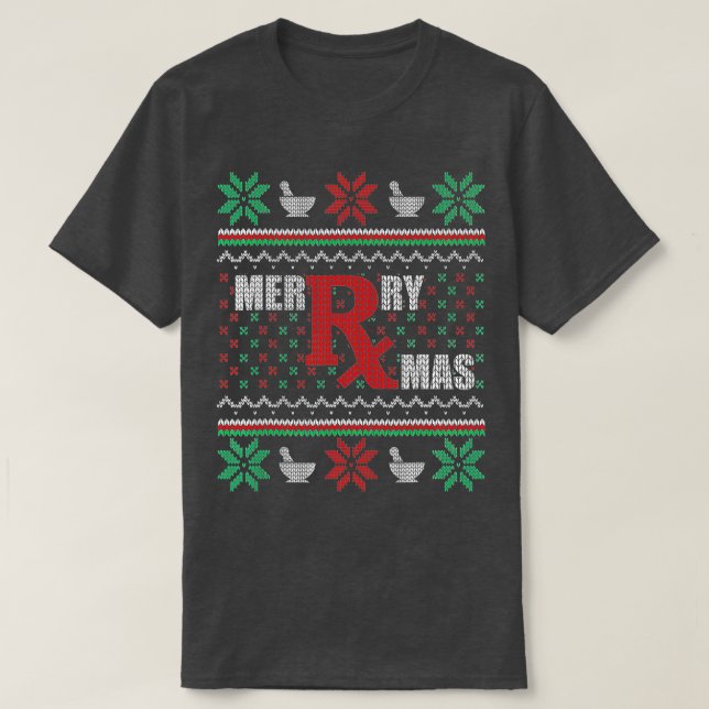 Ugly Christmas Sweater Pharmacy Tech Merry Xmas Ph T-Shirt (Design vorne)