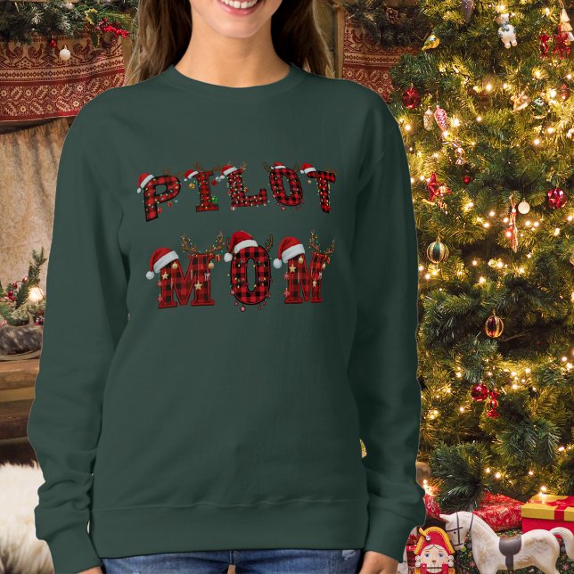 Ugly Christmas Sweater Pilot Mom Aviation Funny Sweatshirt (Von Creator hochgeladen)