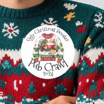 Ugly Christmas Sweater Pub Crawl Aktivität Drinken Runder Aufkleber<br><div class="desc">Dieses Design kann in dem Bereich personalisiert werden, der durch das Ändern des Fotos und/oder Textes zur Verfügung gestellt wird. Sie können auch angepasst werden, indem Sie auf Vorlage personalisieren klicken und dann auf die Schaltfläche klicken, um weitere Optionen anzupassen, um die Hintergrundfarbe zu löschen oder zu ändern, Text hinzuzufügen,...</div>