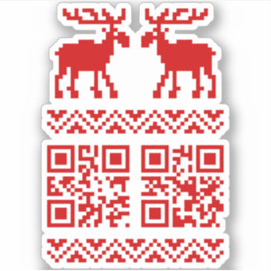 Ugly Christmas Sweater QR Code Glücklich Neues Jah Aufkleber