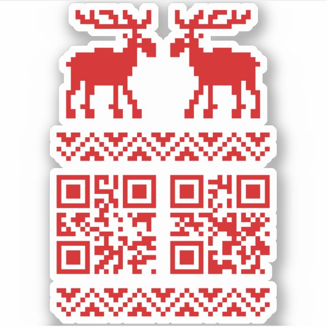 Ugly Christmas Sweater QR Code Glücklich Neues Jah Aufkleber (Vorderseite)