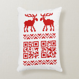 Ugly Christmas Sweater QR Code Glücklich Neues Jah Dekokissen