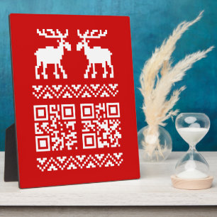 Ugly Christmas Sweater QR Code Glücklich Neues Jah Fotoplatte