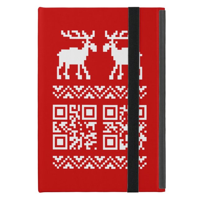 Ugly Christmas Sweater QR Code Glücklich Neues Jah Hülle Fürs iPad Mini (Vorderseite Geschlossen)