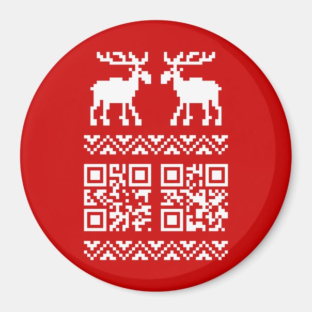 Ugly Christmas Sweater QR Code Glücklich Neues Jah Magnet (Vorne)