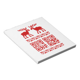 Ugly Christmas Sweater QR Code Glücklich Neues Jah Notizblock