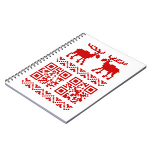 Ugly Christmas Sweater QR Code Glücklich Neues Jah Notizblock