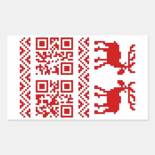 Ugly Christmas Sweater QR Code Glücklich Neues Jah Rechteckiger Aufkleber (Vorderseite)