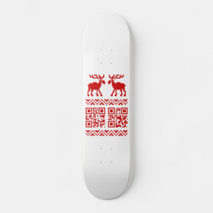 Ugly Christmas Sweater QR Code Glücklich Neues Jah Skateboard