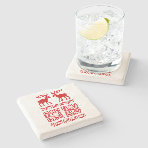 Ugly Christmas Sweater QR Code Glücklich Neues Jah Steinuntersetzer