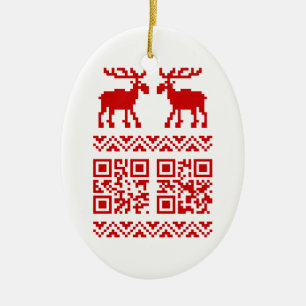 Ugly Christmas Sweater QR Code Happy New Year ! Keramikornament