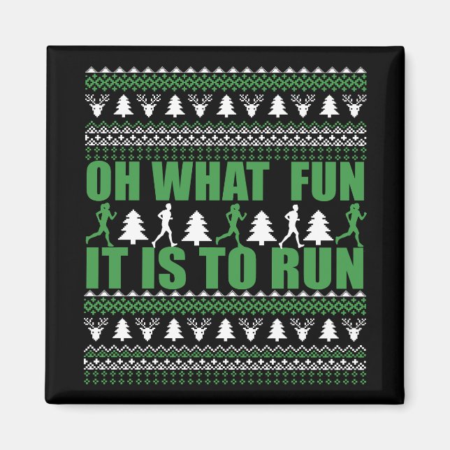 ugly christmas sweater running run magnet (Vorne)