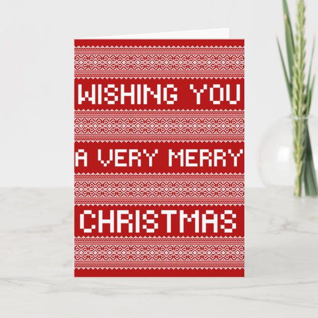 Ugly Christmas Sweater Style Frohe Weihnachten Karte (Vorderseite)