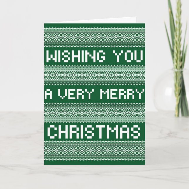 Ugly Christmas Sweater Style Frohe Weihnachten Karte (Vorderseite)