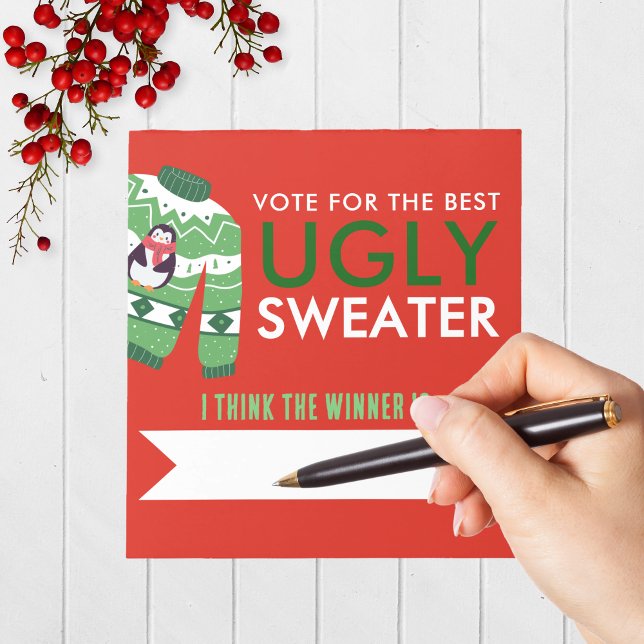 Ugly Christmas Sweater Voting Notepad Pack von 40 Notizblock (Red, White and Green Ugly Sweater Holiday Contest Voting Notepad Pack of 40)