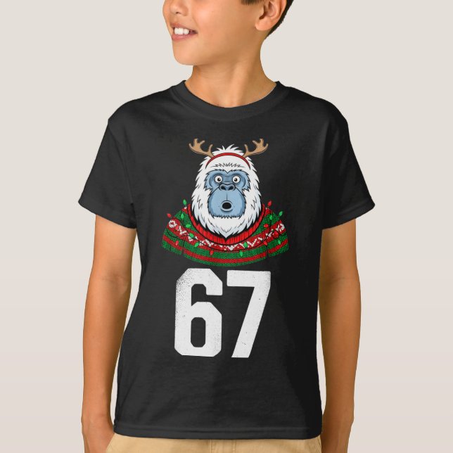 Ugly Christmas Sweater Yeti Gorilla Reindeer 67  T-Shirt (Vorderseite)