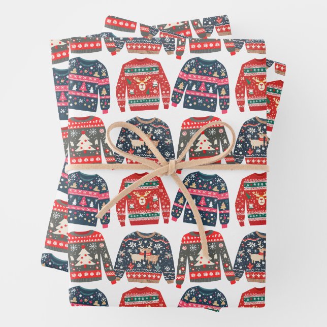 Ugly Christmas Sweaters Geschenkpapier Set (Beispiel)