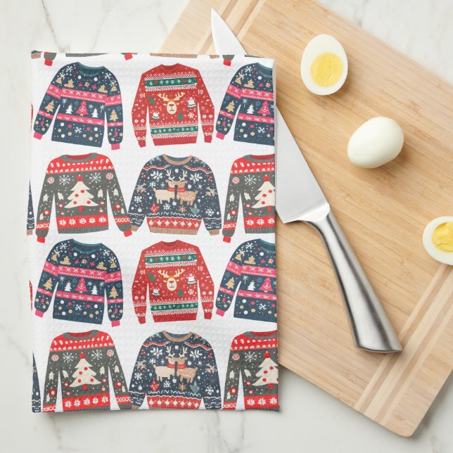 Ugly Christmas Sweaters Geschirrtuch (Viertel Falte)