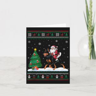 Ugly Christmas Tree Light Santa Riding Doberman Pi Karte