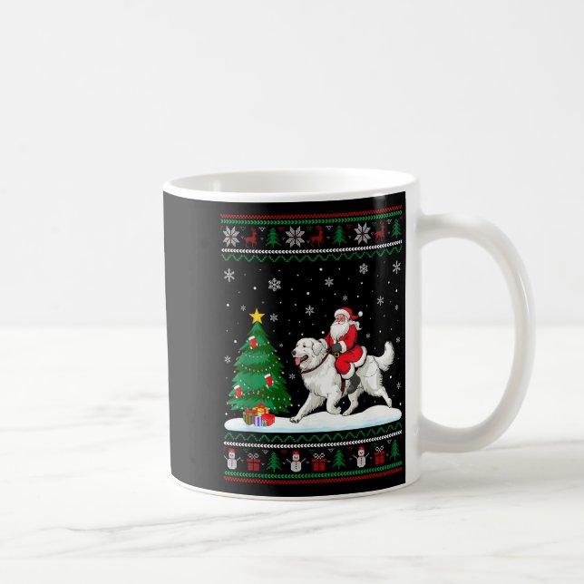 Ugly Christmas Tree Lights Santa Riding Great Pyre Kaffeetasse (Rechts)