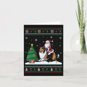 Ugly Christmas Tree Lights Santa Riding Rough Coll Karte