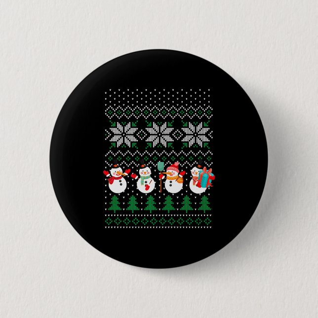 Ugly Christmas Xmas Tree Snowman Santa Claus New Y Button (Vorderseite)