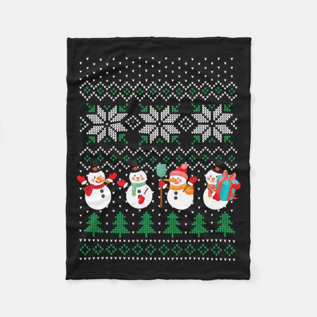 Ugly Christmas Xmas Tree Snowman Santa Claus New Y Fleecedecke (Vorderseite)