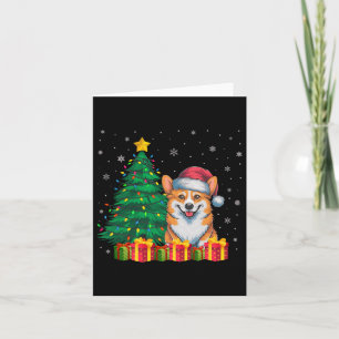 Ugly Corgi Weihnachtsmannmütze Weihnachtsleuchten Karte