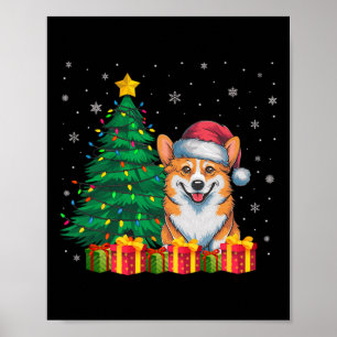 Ugly Corgi Weihnachtsmannmütze Weihnachtsleuchten Poster