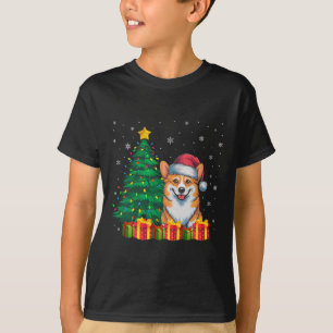 Ugly Corgi Weihnachtsmannmütze Weihnachtsleuchten T-Shirt