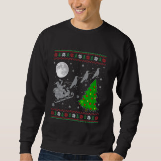 Ugly Crow Xmas Lichter Tree Santa Riding Crow Sweatshirt