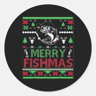 Ugly Fishing Christmas by Fish Apparel Runder Aufkleber