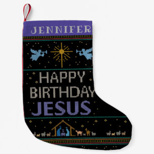 Ugly frohe Weihnachten Sweater Happy Geburtstag Je Kleiner Weihnachtsstrumpf