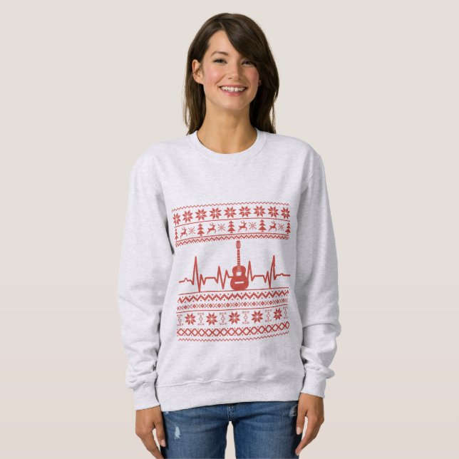 Ugly Frohe Weihnachts Pullover akustische Gitarre (Vorne ganz)